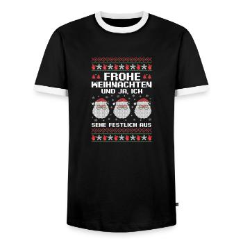 Weihnachtsmann Weihnachtsfest Ugly Christmas - Männer Kontrast-T-Shirt - Schwarz/Weiß - Vorne - AI Model Female 172 light (172cm) & AI Model Male 178 light (178cm)
