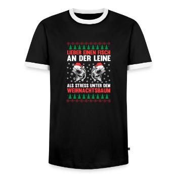 Weihnachtsmann Angeln Weihnachtsfest Weihnachten - Männer Kontrast-T-Shirt - Schwarz/Weiß - Vorne - AI Model Female 172 light (172cm) & AI Model Male 178 light (178cm)