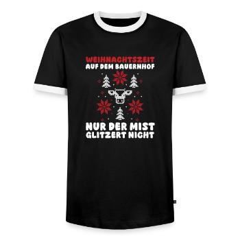 Père Noël tracteur fête de Noël agriculteur Landwi - T-shirt contrasté Homme - noir/blanc - Devant - AI Model Female 172 light (172cm) & AI Model Male 178 light (178cm)