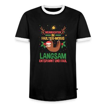 Weihnachtsmann Weihnachtsfest Faultier - Männer Kontrast-T-Shirt - Schwarz/Weiß - Vorne - AI Model Female 172 light (172cm) & AI Model Male 178 light (178cm)