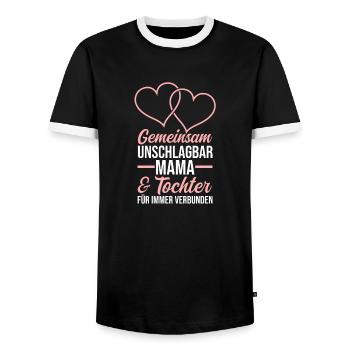 Maman et fille - T-shirt contrasté Homme - noir/blanc - Devant - AI Model Female 172 light (172cm) & AI Model Male 178 light (178cm)