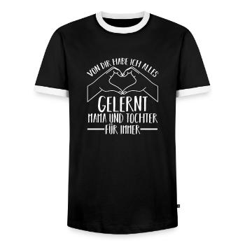 Maman et fille - T-shirt contrasté Homme - noir/blanc - Devant - AI Model Female 172 light (172cm) & AI Model Male 178 light (178cm)