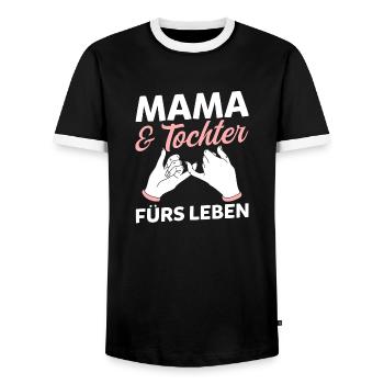Maman et fille - T-shirt contrasté Homme - noir/blanc - Devant - AI Model Female 172 light (172cm) & AI Model Male 178 light (178cm)