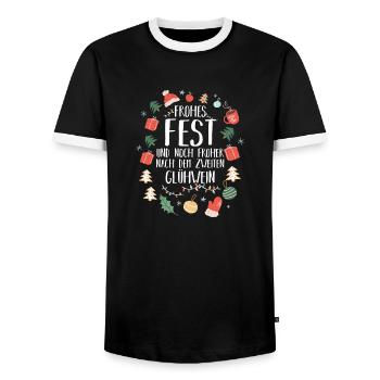 Wein Glühwein Bescherung Weihnachts - Männer Kontrast-T-Shirt - Schwarz/Weiß - Vorne - AI Model Female 172 light (172cm) & AI Model Male 178 light (178cm)