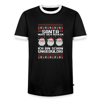 Père Noël Noël Noël - T-shirt contrasté Homme - noir/blanc - Devant - AI Model Female 172 light (172cm) & AI Model Male 178 light (178cm)