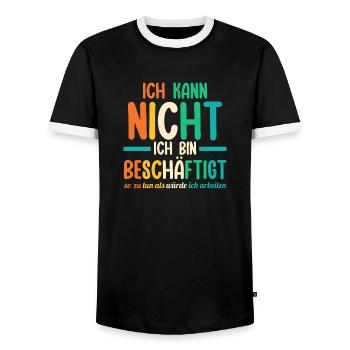 I can't I'm busy funny - Men's Ringer Shirt - black/white - Front - AI Model Female 172 light (172cm) & AI Model Male 178 light (178cm)
