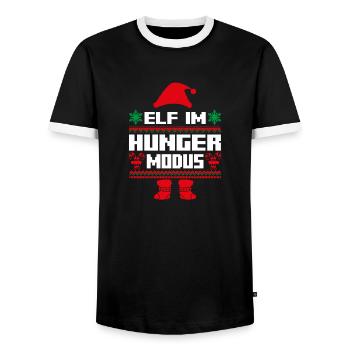 Elfe de Noël Noël Père Noël Faim El - T-shirt contrasté Homme - noir/blanc - Devant - AI Model Female 172 light (172cm) & AI Model Male 178 light (178cm)