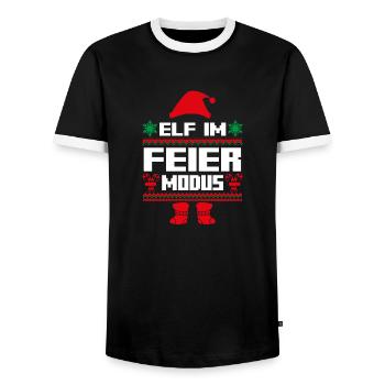 Christmas Elf Christmas Santa Claus Celebration Elf - Men's Ringer Shirt - black/white - Front - AI Model Female 172 light (172cm) & AI Model Male 178 light (178cm)