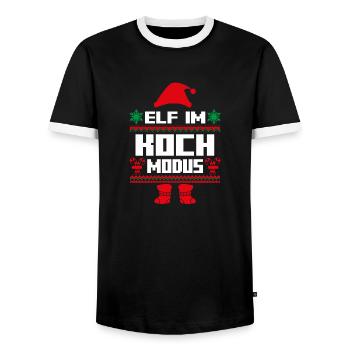 Elfe de Noël Père Noël Cook Elf - T-shirt contrasté Homme - noir/blanc - Devant - AI Model Female 172 light (172cm) & AI Model Male 178 light (178cm)