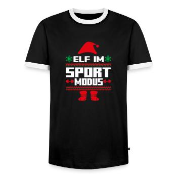 Christmas Elf Christmas Santa Claus Sport Elf - Men's Ringer Shirt - black/white - Front - AI Model Female 172 light (172cm) & AI Model Male 178 light (178cm)