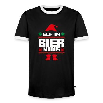 Weihnachtself Weihnachten Weihnachtsmann Bier Elf - Männer Kontrast-T-Shirt - Schwarz/Weiß - Vorne - AI Model Female 172 light (172cm) & AI Model Male 178 light (178cm)
