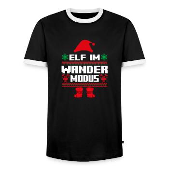 Elfe de Noël Randonnée Randonnée Elfe - T-shirt contrasté Homme - noir/blanc - Devant - AI Model Female 172 light (172cm) & AI Model Male 178 light (178cm)