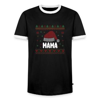 Weihnachten Weihnachtsmann Mama - Männer Kontrast-T-Shirt - Schwarz/Weiß - Vorne - AI Model Female 172 light (172cm) & AI Model Male 178 light (178cm)