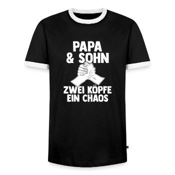 Dad and son - Men's Ringer Shirt - black/white - Front - AI Model Female 172 light (172cm) & AI Model Male 178 light (178cm)
