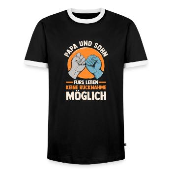 Papa et fils - T-shirt contrasté Homme - noir/blanc - Devant - AI Model Female 172 light (172cm) & AI Model Male 178 light (178cm)