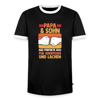 Papa et fils - T-shirt contrasté Homme - noir/blanc - Devant - AI Model Female 172 light (172cm) & AI Model Male 178 light (178cm)
