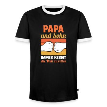 Papa et fils - T-shirt contrasté Homme - noir/blanc - Devant - AI Model Female 172 light (172cm) & AI Model Male 178 light (178cm)