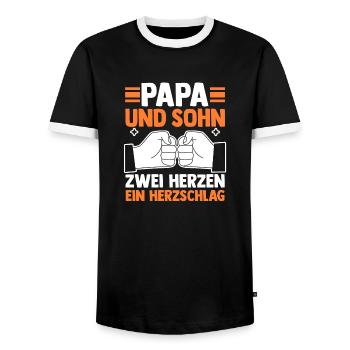 Papa et fils - T-shirt contrasté Homme - noir/blanc - Devant - AI Model Female 172 light (172cm) & AI Model Male 178 light (178cm)