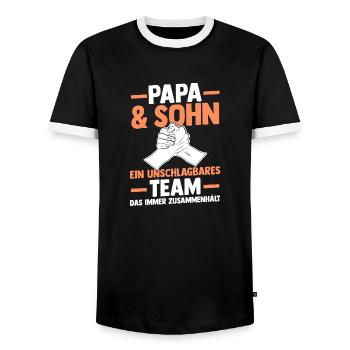 Papa et fils - T-shirt contrasté Homme - noir/blanc - Devant - AI Model Female 172 light (172cm) & AI Model Male 178 light (178cm)