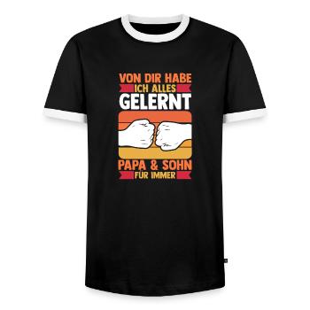 Papa et fils - T-shirt contrasté Homme - noir/blanc - Devant - AI Model Female 172 light (172cm) & AI Model Male 178 light (178cm)