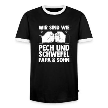Papa et fils - T-shirt contrasté Homme - noir/blanc - Devant - AI Model Female 172 light (172cm) & AI Model Male 178 light (178cm)