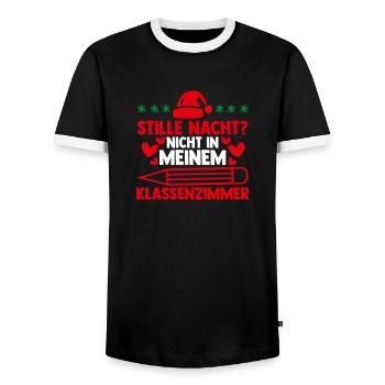 Santa Claus Christmas School Teacher - Men's Ringer Shirt - black/white - Front - AI Model Female 172 light (172cm) & AI Model Male 178 light (178cm)