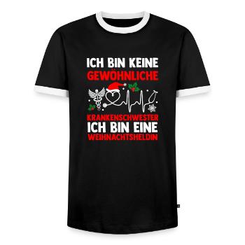 Infirmière de Noël du Père Noël - T-shirt contrasté Homme - noir/blanc - Devant - AI Model Female 172 light (172cm) & AI Model Male 178 light (178cm)