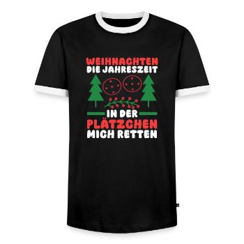 Biscuits de Noël pour la fête de Noël du Père Noël - T-shirt contrasté Homme - noir/blanc - Devant - AI Model Female 172 light (172cm) & AI Model Male 178 light (178cm)