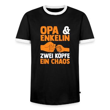 Opa Und Enkel - Männer Kontrast-T-Shirt - Schwarz/Weiß - Vorne - AI Model Female 172 light (172cm) & AI Model Male 178 light (178cm)