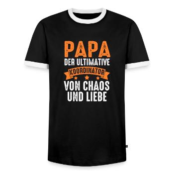 Père Papa - T-shirt contrasté Homme - noir/blanc - Devant - AI Model Female 172 light (172cm) & AI Model Male 178 light (178cm)