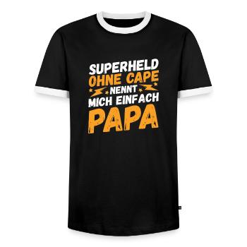 Père Papa - T-shirt contrasté Homme - noir/blanc - Devant - AI Model Female 172 light (172cm) & AI Model Male 178 light (178cm)