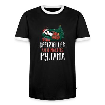 Chemise de nuit officielle de Noël Penguin - T-shirt contrasté Homme - noir/blanc - Devant - AI Model Female 172 light (172cm) & AI Model Male 178 light (178cm)
