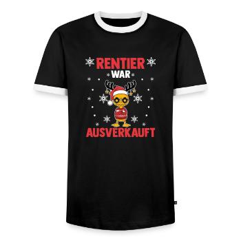 Duck chick reindeer was sold out Christmas - Men's Ringer Shirt - black/white - Front - AI Model Female 172 light (172cm) & AI Model Male 178 light (178cm)