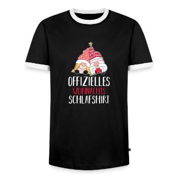 Chemise de nuit officielle de Noël Gnome - T-shirt contrasté Homme - noir/blanc - Devant - AI Model Female 172 light (172cm) & AI Model Male 178 light (178cm)