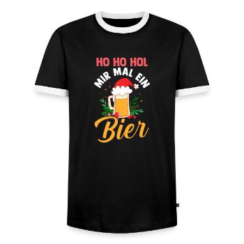 Noël Ho Ho Offrez-moi une bière - T-shirt contrasté Homme - noir/blanc - Devant - AI Model Female 172 light (172cm) & AI Model Male 178 light (178cm)