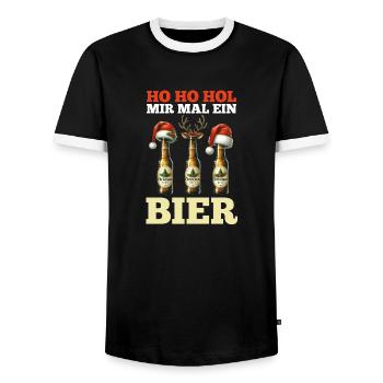 Noël Ho Ho Offrez-moi une bière - T-shirt contrasté Homme - noir/blanc - Devant - AI Model Female 172 light (172cm) & AI Model Male 178 light (178cm)