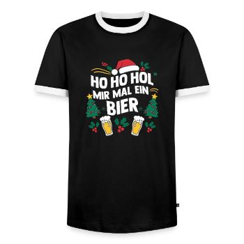 Noël Ho Ho Offrez-moi une bière - T-shirt contrasté Homme - noir/blanc - Devant - AI Model Female 172 light (172cm) & AI Model Male 178 light (178cm)