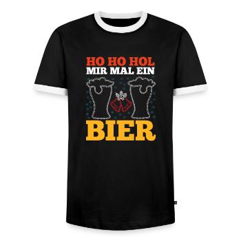 Noël Ho Ho Offrez-moi une bière - T-shirt contrasté Homme - noir/blanc - Devant - AI Model Female 172 light (172cm) & AI Model Male 178 light (178cm)