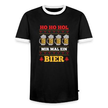 Noël Ho Ho Offrez-moi une bière - T-shirt contrasté Homme - noir/blanc - Devant - AI Model Female 172 light (172cm) & AI Model Male 178 light (178cm)
