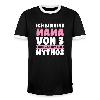 Mom of 3 children - Men's Ringer Shirt - black/white - Front - AI Model Female 172 light (172cm) & AI Model Male 178 light (178cm)