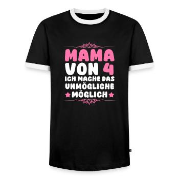 Mom of 4 children - Men's Ringer Shirt - black/white - Front - AI Model Female 172 light (172cm) & AI Model Male 178 light (178cm)