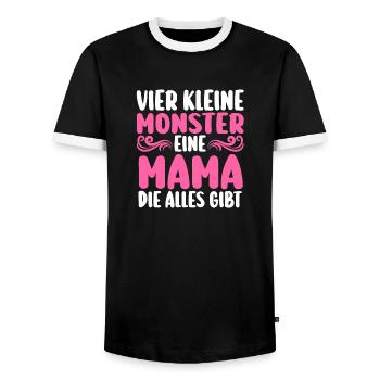 Mama Von 4 Kindern - Männer Kontrast-T-Shirt - Schwarz/Weiß - Vorne - AI Model Female 172 light (172cm) & AI Model Male 178 light (178cm)