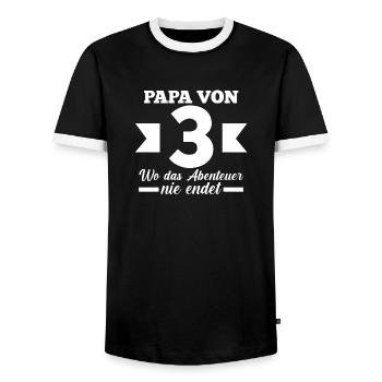 Dad of 3 children - Men's Ringer Shirt - black/white - Front - AI Model Female 172 light (172cm) & AI Model Male 178 light (178cm)