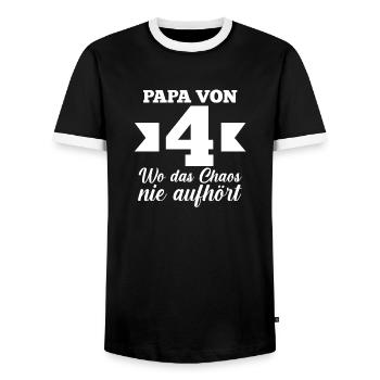 Dad of 4 children - Men's Ringer Shirt - black/white - Front - AI Model Female 172 light (172cm) & AI Model Male 178 light (178cm)