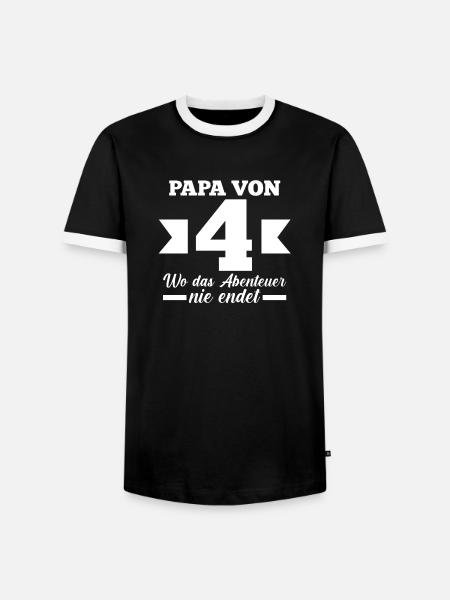 Papa Von 4 Kindern - Männer Kontrast-T-Shirt - Schwarz/Weiß