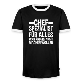 Teamleiter Chef Abschied - Männer Kontrast-T-Shirt - Schwarz/Weiß - Vorne - AI Model Female 172 light (172cm) & AI Model Male 178 light (178cm)