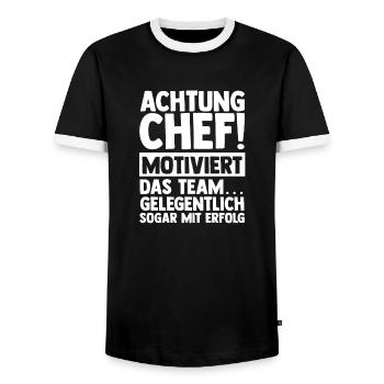 Chef d’équipe Chef de groupe Chef d’équipe Chef de département - T-shirt contrasté Homme - noir/blanc - Devant - AI Model Female 172 light (172cm) & AI Model Male 178 light (178cm)