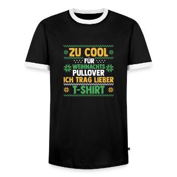 Santa Claus Christmas Ugly Christmas - Men's Ringer Shirt - black/white - Front - AI Model Female 172 light (172cm) & AI Model Male 178 light (178cm)
