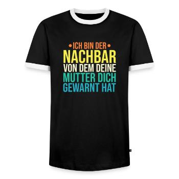 Nachbarschaft Bester Nachbar - Männer Kontrast-T-Shirt - Schwarz/Weiß - Vorne - AI Model Female 172 light (172cm) & AI Model Male 178 light (178cm)