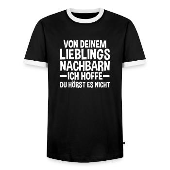 Neighborhood Best Neighbor - Men's Ringer Shirt - black/white - Front - AI Model Female 172 light (172cm) & AI Model Male 178 light (178cm)